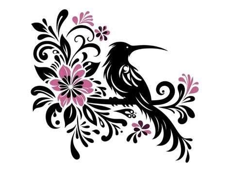 Floral Bird Silhouette Graphic by LINEART3 · Creative Fabrica