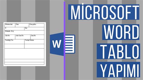 Microsoft Word De Tablo Olu Turma Youtube