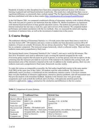 A Study Comparing Traditional And Hybrid Internet Based Instruction In