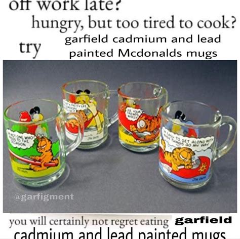 Try Garfield Cadmium And Lead Painted Mcdonald S Mugs Garfield Lead