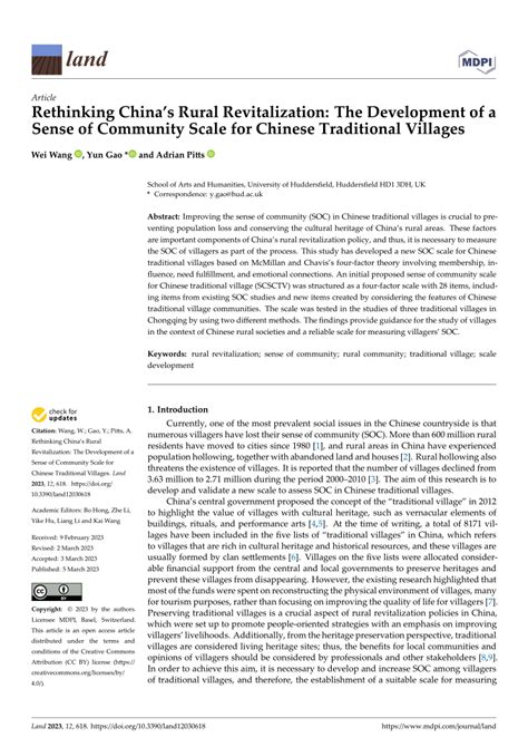 Pdf Rethinking China’s Rural Revitalization The Development Of A Sense Of Community Scale For