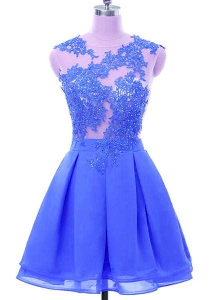 Blue Short Applique Backless Party Dress Sexy Short Formal Dress Short Women Evening Dress On