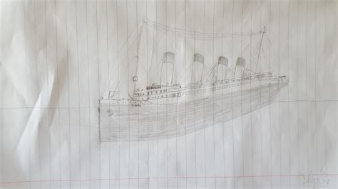 A drawing of Titanic, I need to work on my 3D drawings. : r/titanic