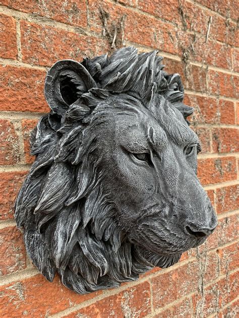 Stone Garden Large Detailed Lion Head Wall Hanging Plaque Etsy