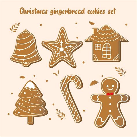 Premium Vector Christmas Gingerbread Cookies Set Vector