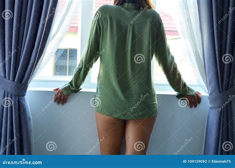 Beautiful Woman Standing By The Window Stock Photo Image Of Morning