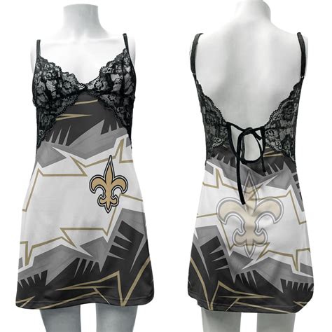 New Orleans Saints Halloween Lace Back Strap Slip Dress Sportique