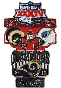 SUPER BOWL 34 XXXIV ST LOUIS RAMS TENNESSEE TITANS FINAL SCORE PIN ...