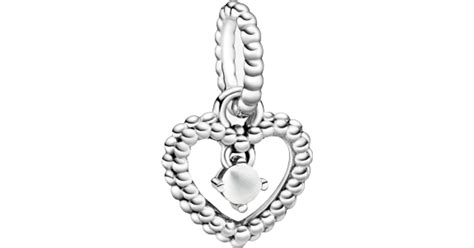 Pandora April Birthstone Heart Dangle Charm Silver White Pris