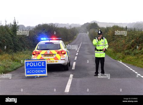 Police At A Road Closed Road Traffic Collision Incident Policeman