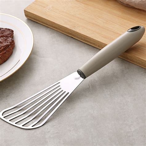 Hesxuno Stainless Steel Fish Frying Spatula Steak Spatula Kitchen Slant