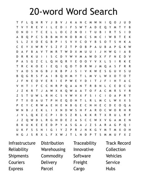 20 Word Search Printable