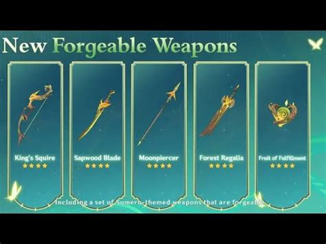 How To Get Sumeru Craftable Weapons New F P Weapons In Genshin Impact