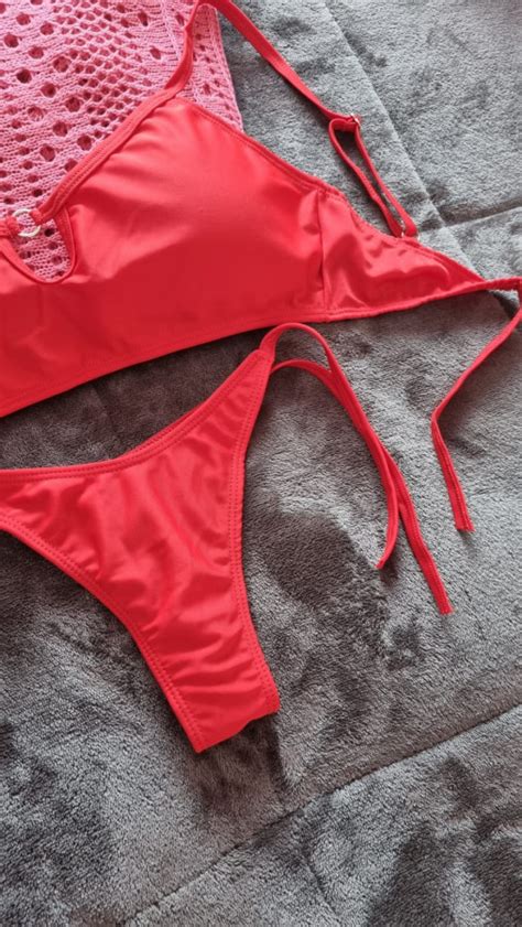 Celi Bikini Tri Ngulo Rojo Conjuntos Curvas Lencer A