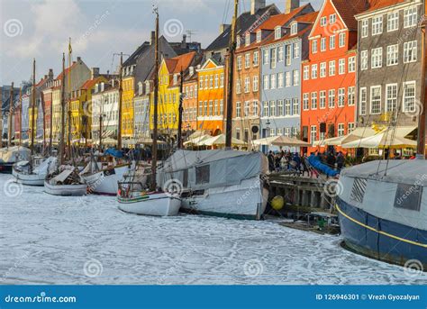 Colored Facades of Nyhavn in Copenhagen in Denmark in Winter Stock ...