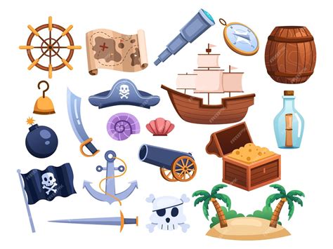 Premium Vector Pirate Clip Art Collection Set Features A Treasure