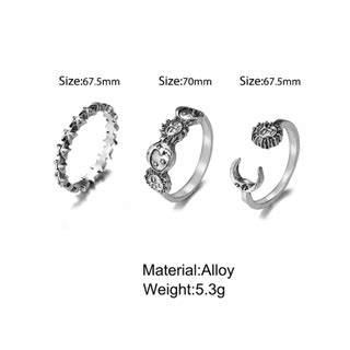 Jual COD 3pcs Set Cincin Model Terbuka Desain Matahari Butterfly