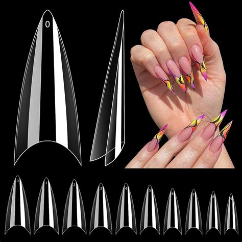 Amazon Lionvison Pcs Clear Stiletto Nail Tips Medium Wide