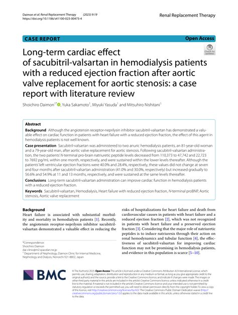 PDF Long Term Cardiac Effect Of Sacubitril Valsartan In Hemodialysis