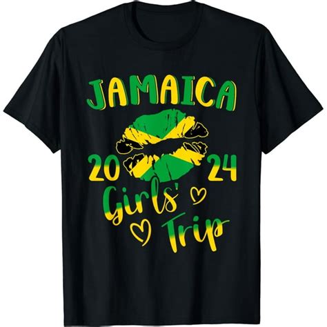 Jamaica 2024 Girls Trip With Jamaican Flag And Kiss Lips T Shirt