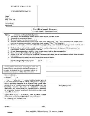 Certification Of Trustee Doc Template Pdffiller