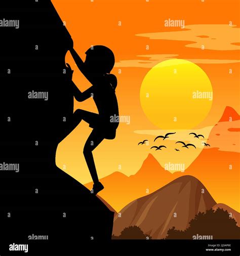 Silhouette rock climbing background illustration Stock Vector Image ...