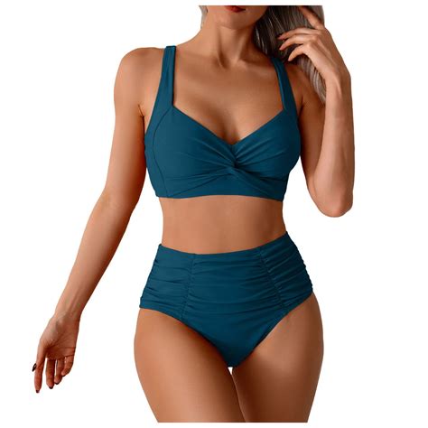 Vigerkar High Waisted Two Piece Swimsuit Womens Bikini Set Tummy Control Bathing Suit Modest