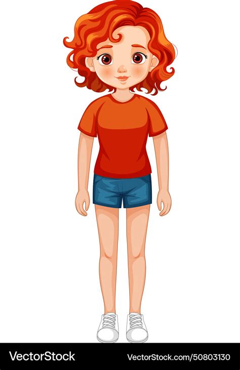 A Smiling Girl With Curly Red Hair Royalty Free Vector Image