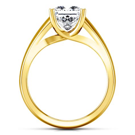 Solitaire Diamond Princess Cut Engagement Ring Leyla 14k Yellow Gold Frostnyc