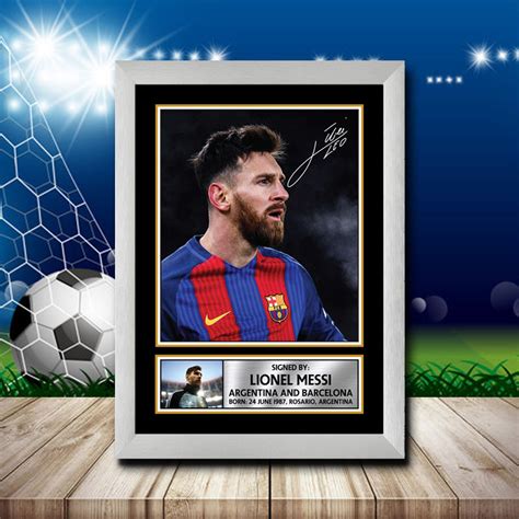 Lionel Messi Barcelona Signed Autographed Footballers Star Print Celebrity Poster Prints