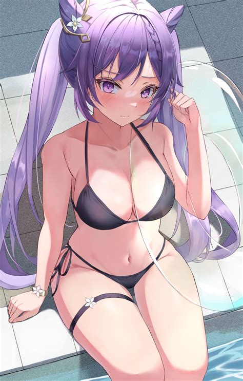 I Ruru Genshin Impact Keqing Bikini Garter Swimsuits Yande Re