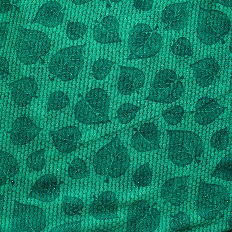 Buy Green Leaf Pattern Lycra Fabric-6518