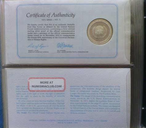 United Nations Sterling Silver Medal And First Day Cover