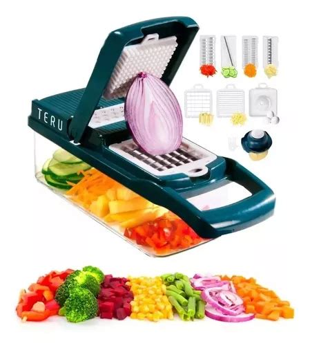 Rallador Cortador Rebanador Picador Manual De Verduras Fruta Color Azul