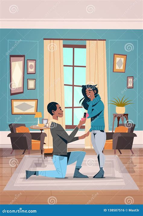 Man Proposing Woman With Ring Cartoon Vector 92493377