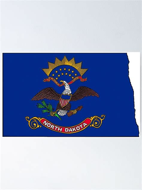 North Dakota Map With North Dakota State Flag Poster By Havocgirl