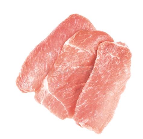 Slice Of Raw Pork Meat Isolated On White Background Schnitzel Steak