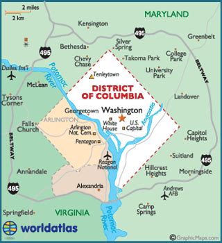 Washington Dc Map Geography Of Washington Dc Map Of Washington Dc