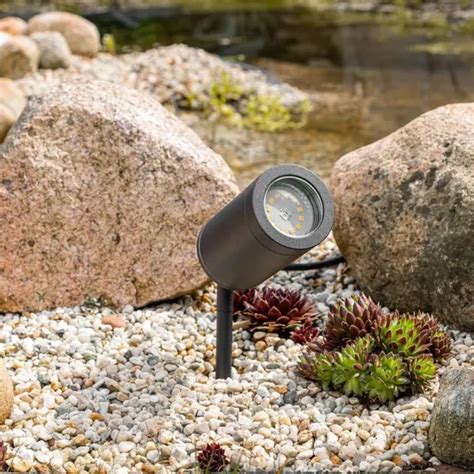 Led Gartenstrahler Mit Erdspie Rund Schwarz F R Gu Leuchtmittel