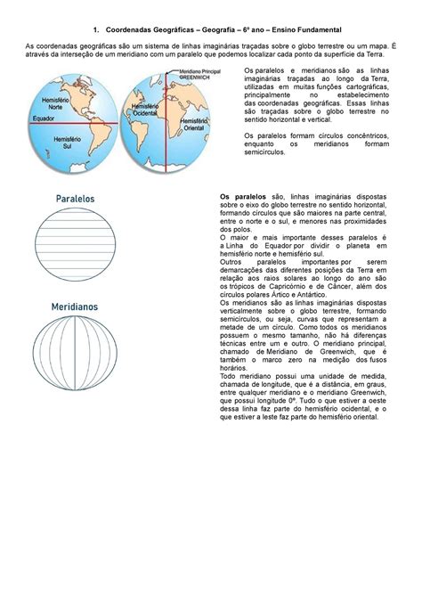 Coordenadas É Através Da Interseção De Um Meridiano Com Um Paralelo