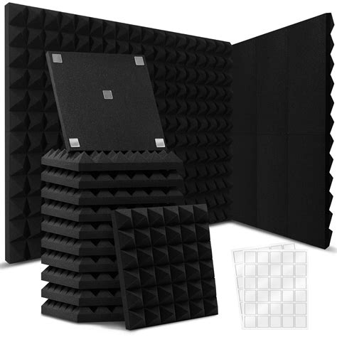 12 Pack High Density Acoustic Foam Wall Panels Pyramid Shape Double Sided