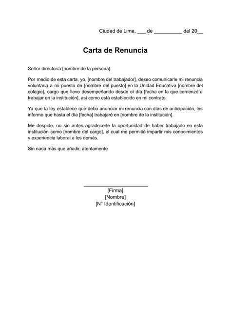 Carta De Renuncia Voluntaria A Un Colegio Ejemplos