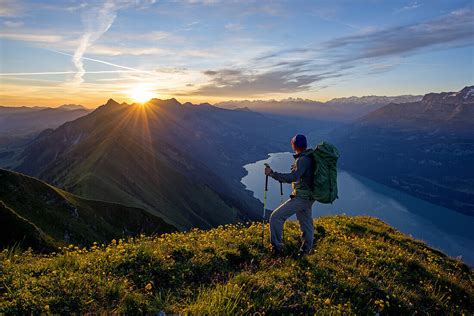 Hike With Bivouac On Hardergrat Lake License Image