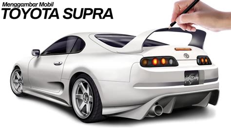 Menggambar Mobil Toyota Supra Realistic Car Drawing TIMELAPSE