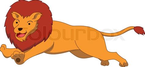 Jumping Lion Cartoon Illustration Stock Vector Colourbox