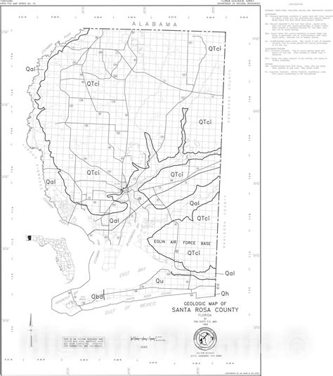 Map Geologic Map Of Santa Rosa County Florida 1993 Cartography Wall