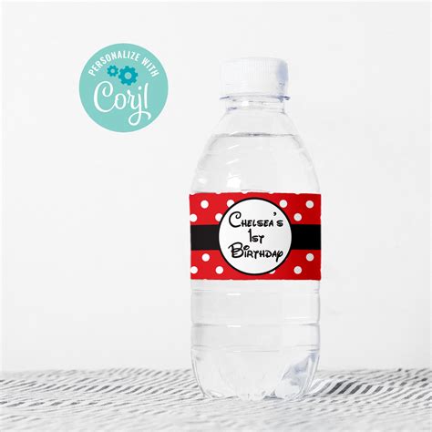 EDITABLE Red Minnie Water Bottle Labels Minnie Party - Etsy