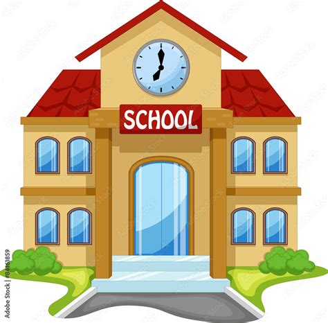 School building cartoon Stock Vector | Adobe Stock