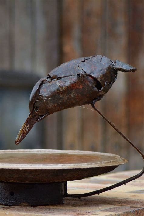 Uniek Handgemaakt Ijsvogel Sculptuur Van Metaal