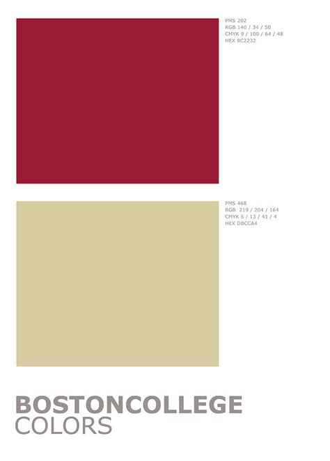 Boston College Sports Team Official Colors Palette Minimalist Mixed